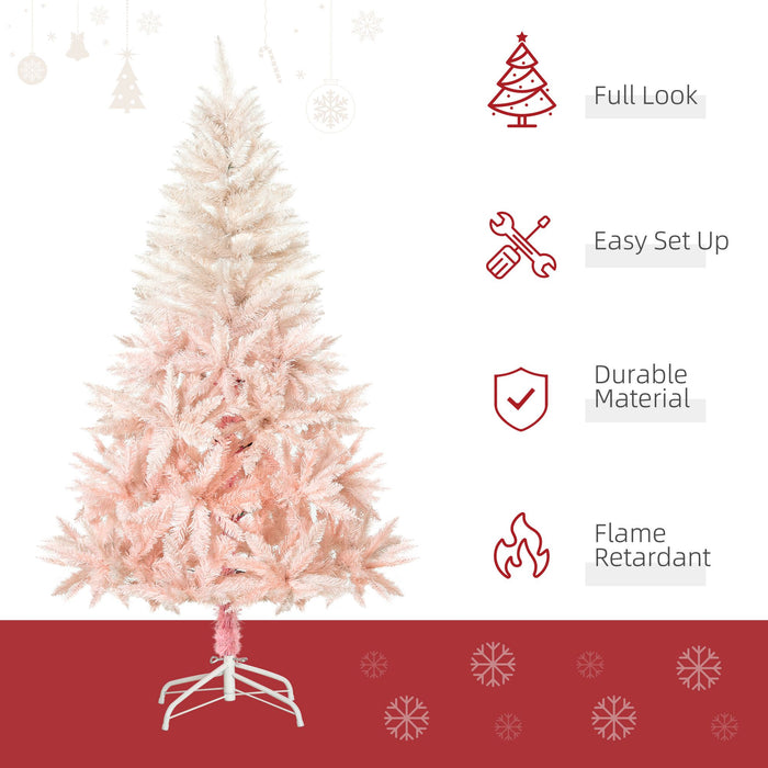 5FT Pink Pencil Artificial Christmas Tree — 450 Tips, Unlit, Slim Space - Saving, Auto - Open, Metal Base - Monsta Online