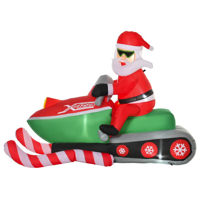 7FT Prelit Inflatable Santa Claus Driving Snowmobile with LED Lights - Outdoor Christmas Decoration - Monsta Online