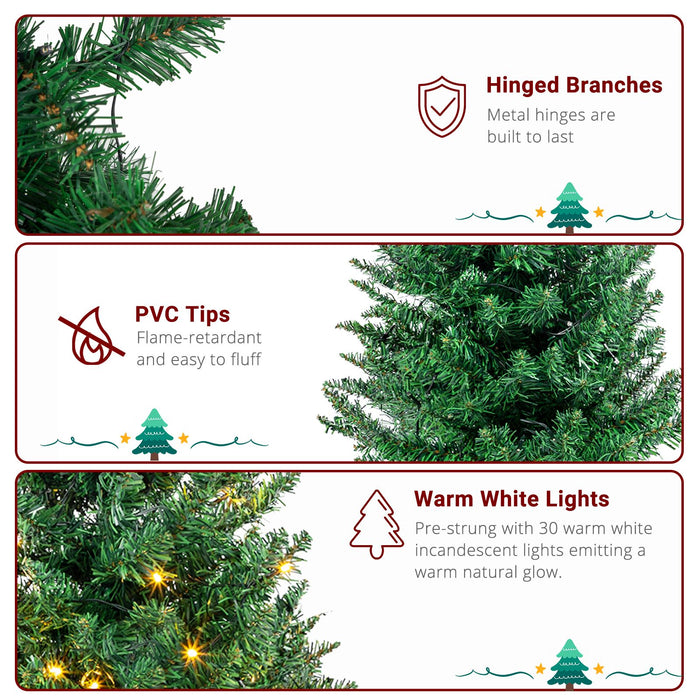 3FT Tabletop Pre - Lit Artificial Christmas Tree — 129 Tips, Santa Decor, Plastic Feet - Monsta Online