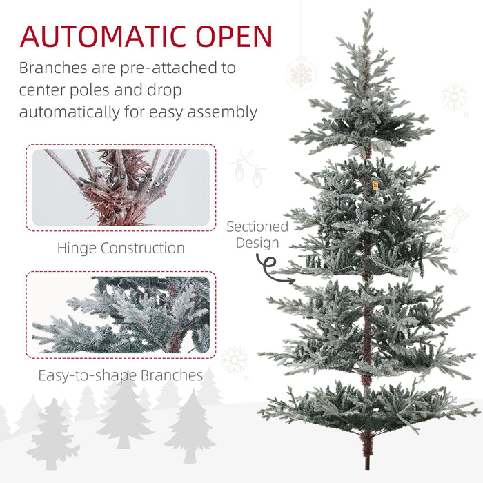 9FT Snow Flocked Nordic Pine Artificial Christmas Tree — 1939 Tips, Unlit, Hinged, Wide Shape, Steel Base - Monsta Online