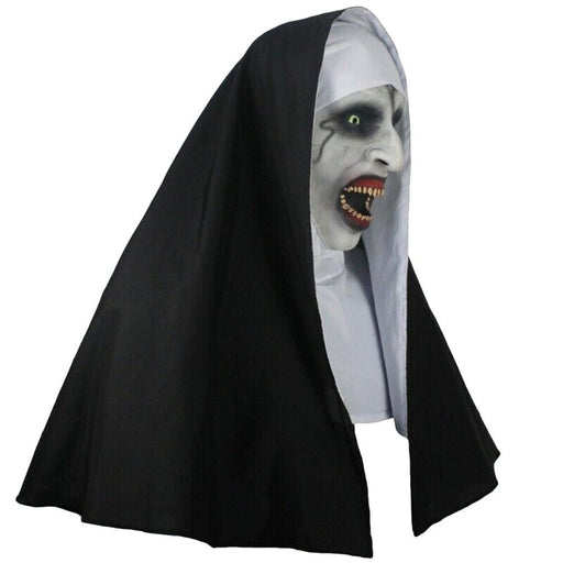 Halloween Nun Purge Mask – Black & White Horror Ghost Face Latex Costume - Monsta Online