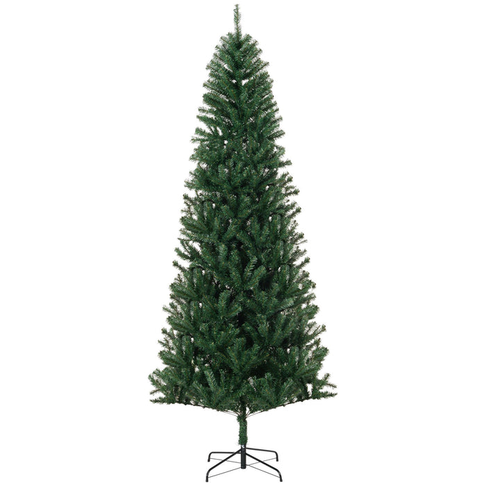 8FT Slim Pencil Artificial Christmas Tree — 1168 Tips, Unlit, Space - Saving, Green, Metal Base - Monsta Online