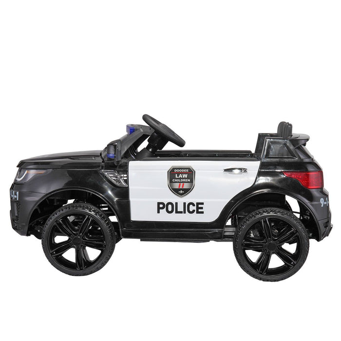 Black 12V Police Ride - On Car for Kids - Remote Control, Siren, Music & Suspension Features - Monsta Online
