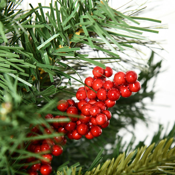 2FT Pre - Lit Artificial Christmas Tree 2 - Pack — 24 Warm White LEDs, Cordless, Red Berries, Pine Cones - Monsta Online