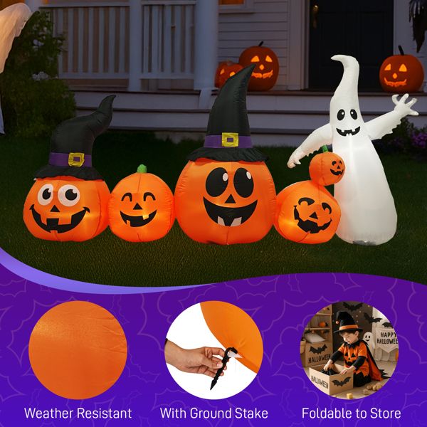 8FT Halloween Inflatable Pumpkins with Ghost – Lighted Blow Up Yard Decoration - Monsta Online