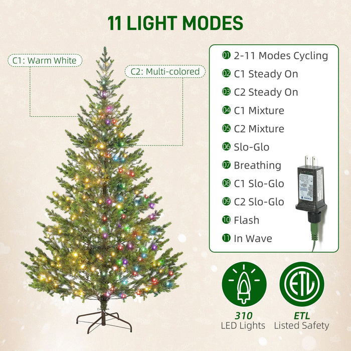 7FT Pre - Lit Sparse Cedar Artificial Christmas Tree — 310 LED Lights, 2931 PE Tips, 11 Modes, Remote - Monsta Online