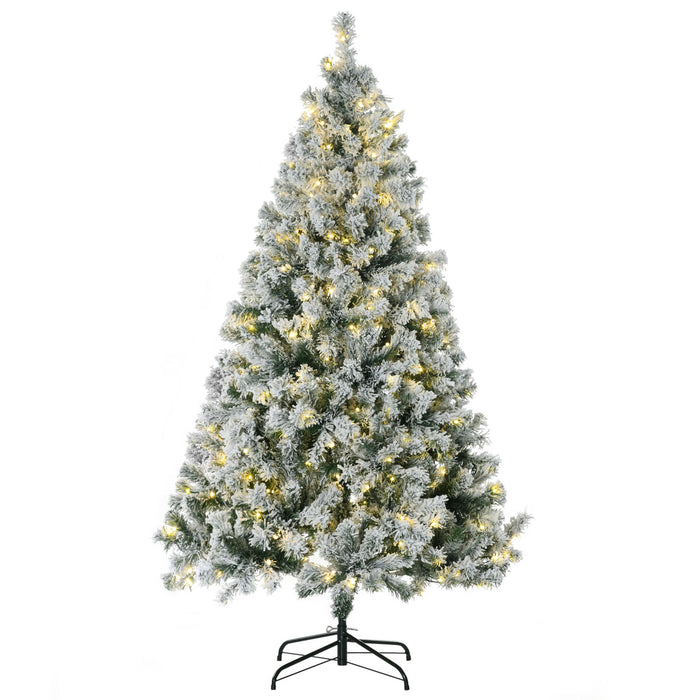 6FT Pre - Lit Snow Flocked Artificial Christmas Tree — 350 LED Lights, 8 Modes, 607 Tips, Steel Base - Monsta Online