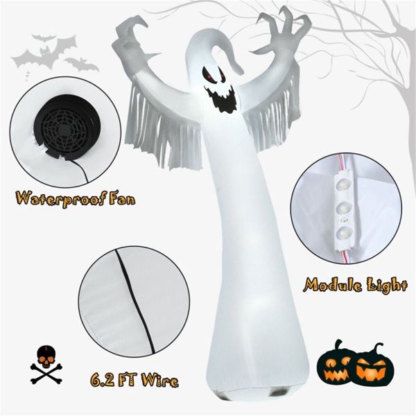 12FT Halloween Inflatable Ghost with LED Lights – Giant Blow Up Yard Decoration - Monsta Online