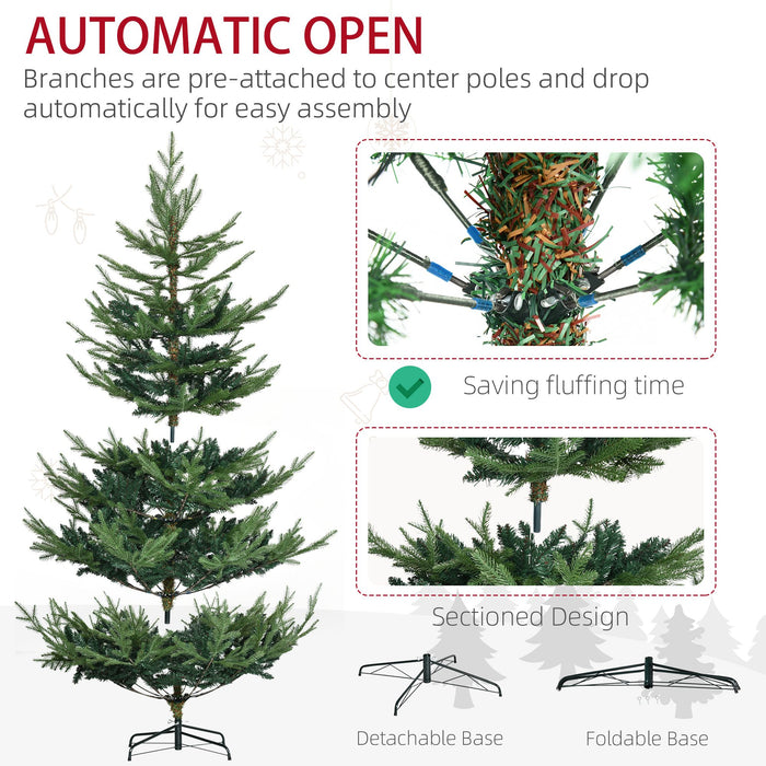 6FT Nordic Pine Artificial Christmas Tree — 795 Tips, Auto - Open Hinged, Unlit, Wide Steel Base - Monsta Online