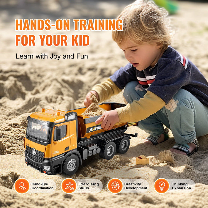 1:14 Scale Remote Control RC Dump Truck – 10 Channel Control With Dual Batteries - Monsta Online