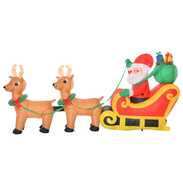 8FT Prelit Inflatable Santa Claus with Sleigh and Reindeer with LED Lights - Outdoor Christmas Decoration - Monsta Online
