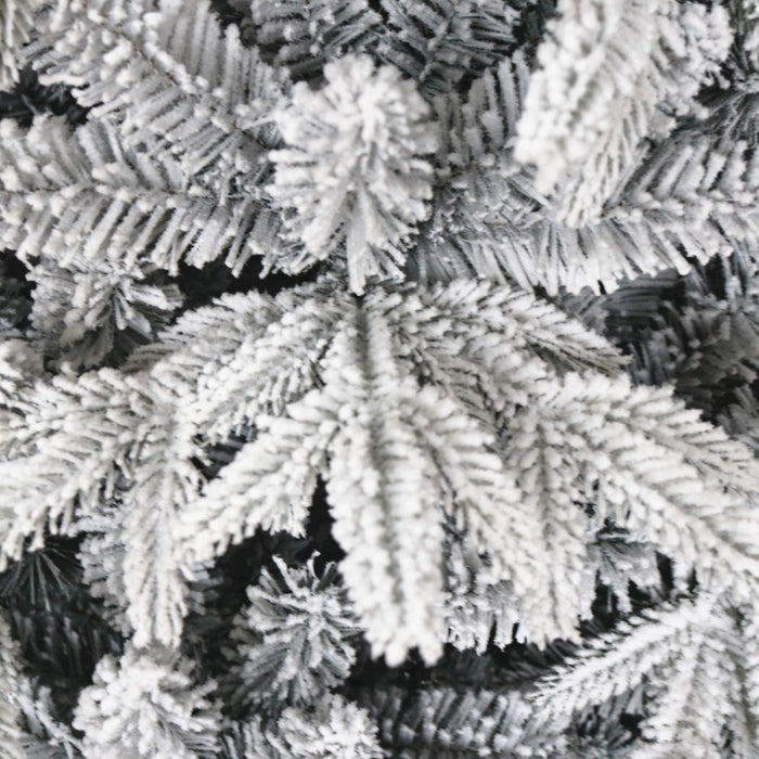 7FT Snow Flocked Artificial Christmas Tree — 1100 Tips, Hinged, Unlit, Metal Stand - Monsta Online