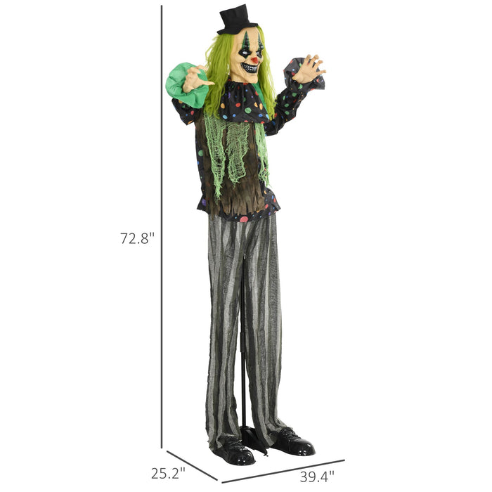 6.1ft Life - Size Animated Circus Clown – Sound Touch Activated with Glowing Eyes and Creepy Laughter - Monsta Online