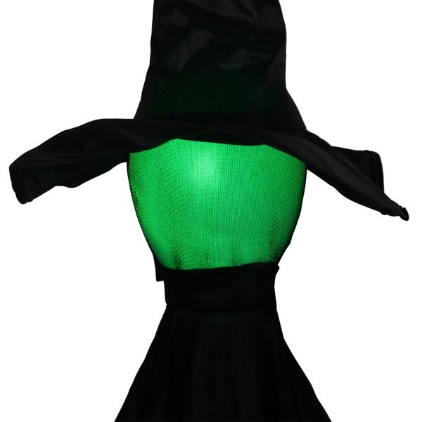 5.2ft Sound Activated Halloween Animatronic Black Witch – with Color - Changing LED Head and Creepy Sounds - Monsta Online