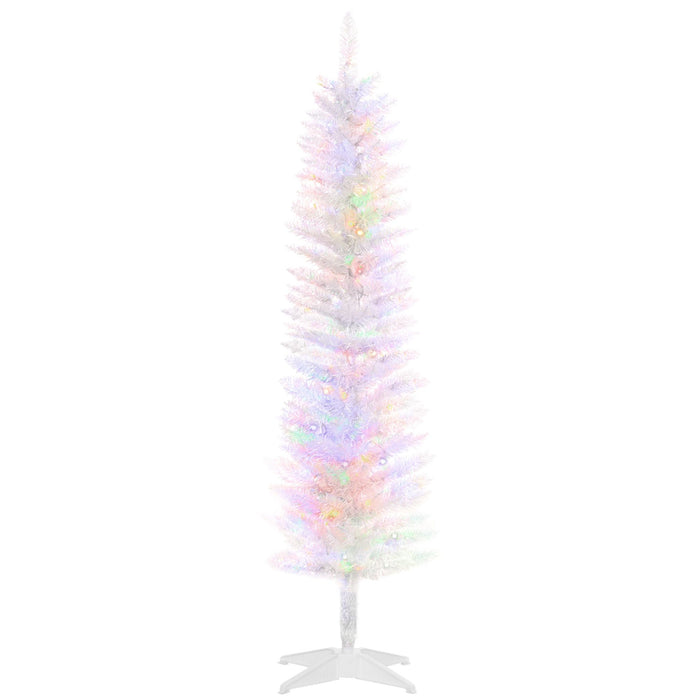 5FT White Pre - Lit Pencil Artificial Christmas Tree — 150 Colorful LED Lights, 8 Modes, 250 Tips, Steel Base - Monsta Online