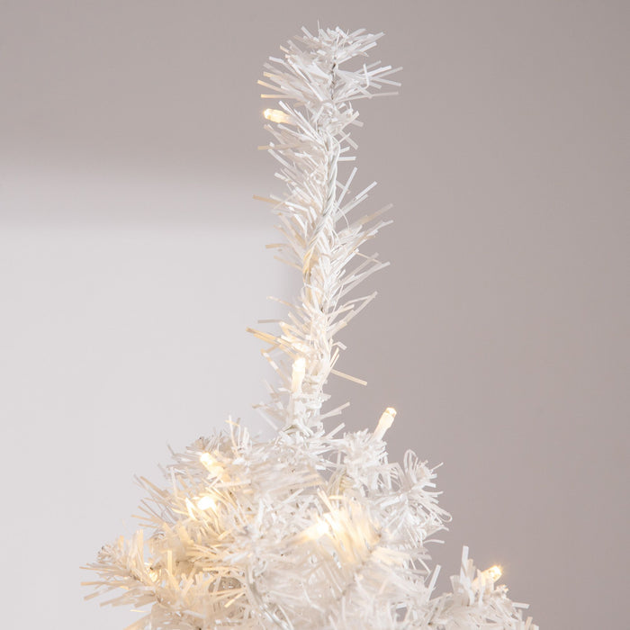 6FT Pre - Lit White Artificial Christmas Tree — 1000 Tips, 250 Warm White LEDs, Metal Stand - Monsta Online