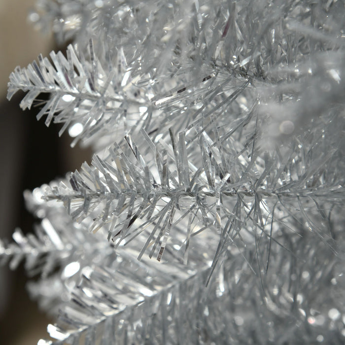 6FT Silver Pencil Artificial Christmas Tree — 390 Tips, Unlit, Slim, Plastic Stand - Monsta Online