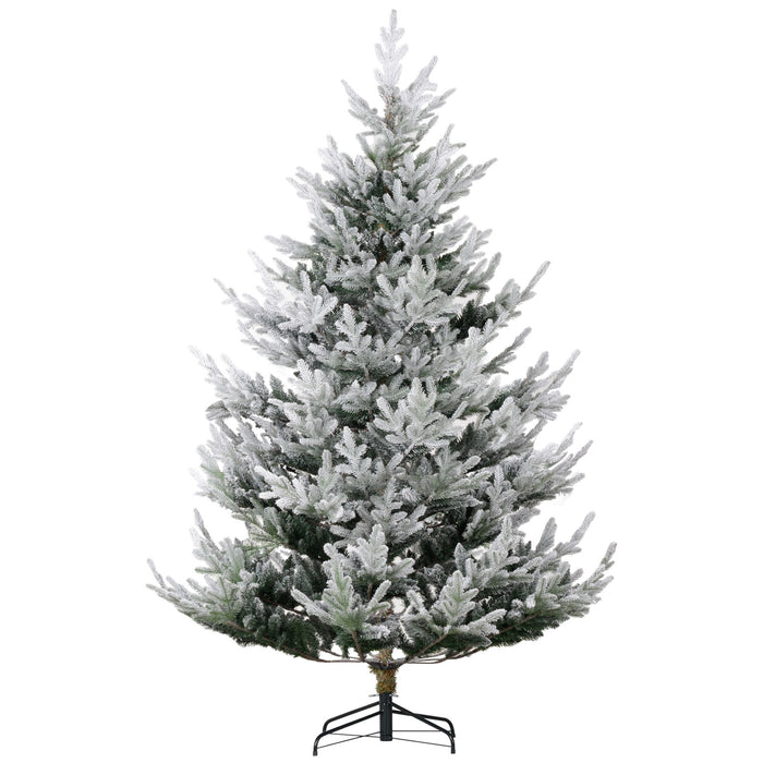 7.5FT Flocked Artificial Christmas Tree — 1218 Nordic Pine Tips, Unlit, Auto - Open, Hinged, Steel Base - Monsta Online