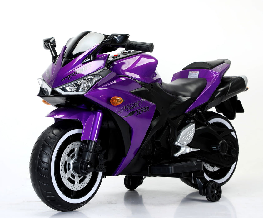 12V Ride - On Kids Electric Motorcycle with Throttle and Lighted Training Wheels - Monsta Online