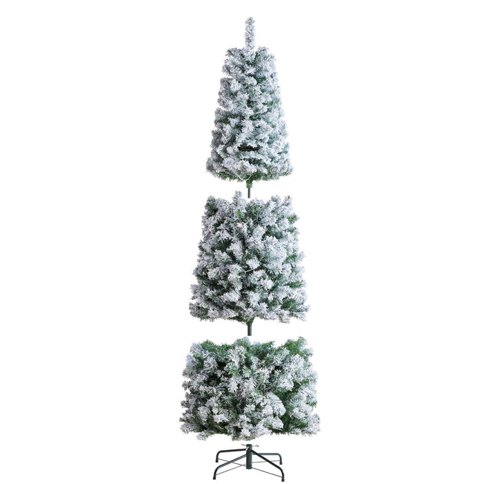 6.5FT Pre - Lit Flocked Artificial Christmas Tree — 814 Tips, 250 LEDs - Monsta Online