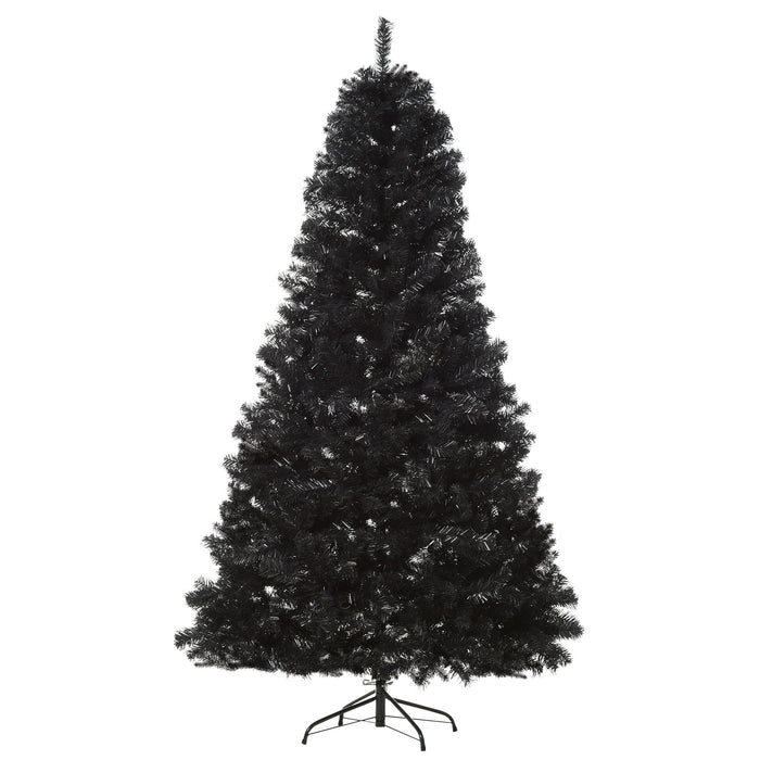 7FT Black Pencil Artificial Christmas Tree — 1346 Tips, Unlit, Auto - Open, Slim Space - Saving, Metal Base - Monsta Online
