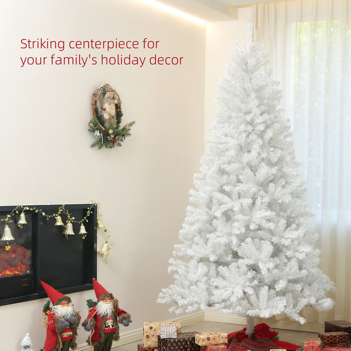 7.5FT White Artificial Christmas Tree — 1346 Tips, Unlit, Auto - Open, Wide Full Shape, Steel Base - Monsta Online