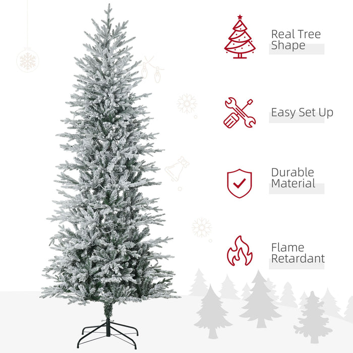 7.5FT Pre - Lit Snow Flocked Artificial Christmas Tree — 350 Warm Lights, 850 Tips, Auto - Open, Steel Base - Monsta Online