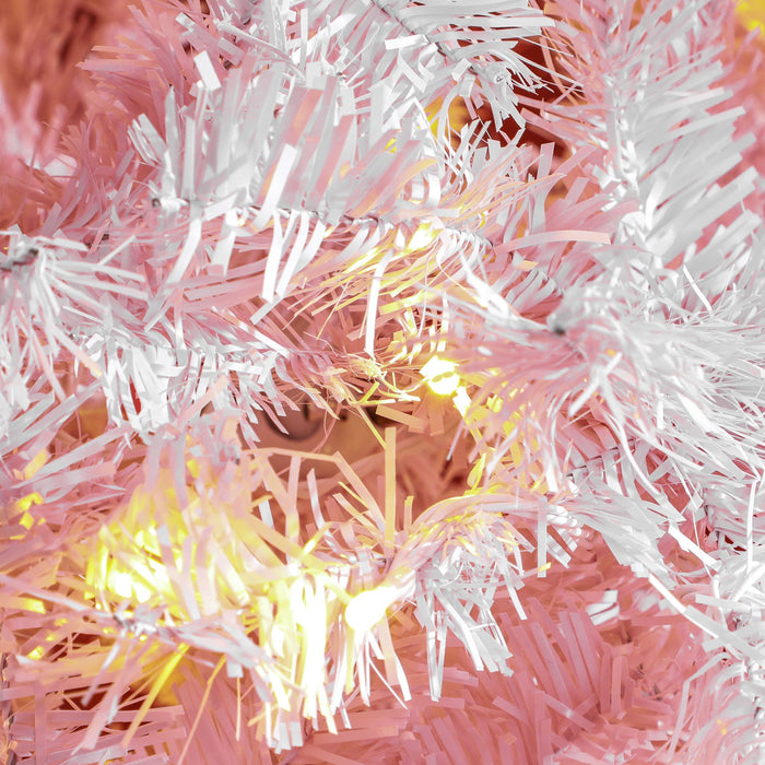 7.5FT Pre - Lit Pink Artificial Christmas Tree — 500 Warm LED Lights, 1346 Tips, Hinged, Metal Stand - Monsta Online