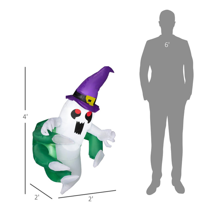 3.9ft Inflatable Halloween Window Sticker Ghost with LED Lights - Monsta Online
