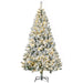 6FT Snow Flocked Pre - Lit Artificial Christmas Tree — 220 Warm White LEDs, 638 Tips, Auto - Open, Wide Leaves - Monsta Online
