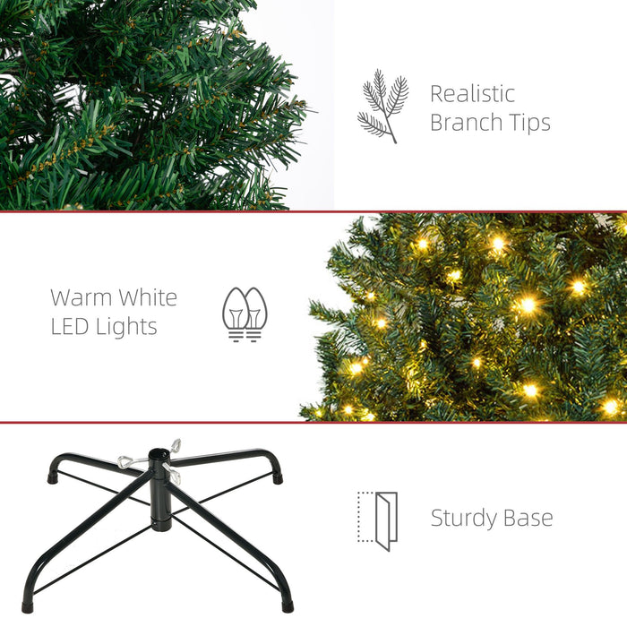 7.5FT Pre - Lit Artificial Christmas Tree — 1346 Tips, 500 Warm White LED Lights, Full, Metal Base - Monsta Online