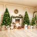 4FT, 6FT, 8FT Pre - Lit Green Pine Artificial Christmas Tree Set — Warm LED, Full Shape, Hinged, PVC - Monsta Online