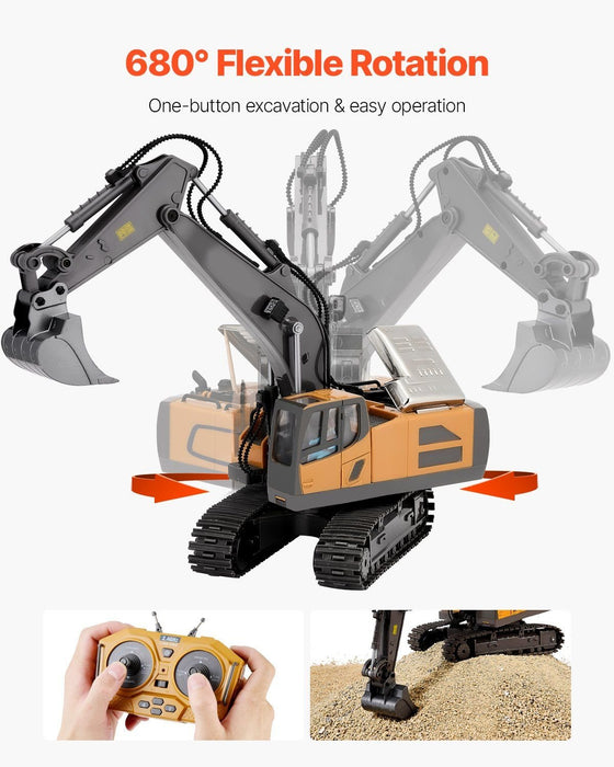 1:20 Scale Remote Control Premium Excavator Toy 11 Channel RC Digger with Dual Batteries for Kids - Monsta Online