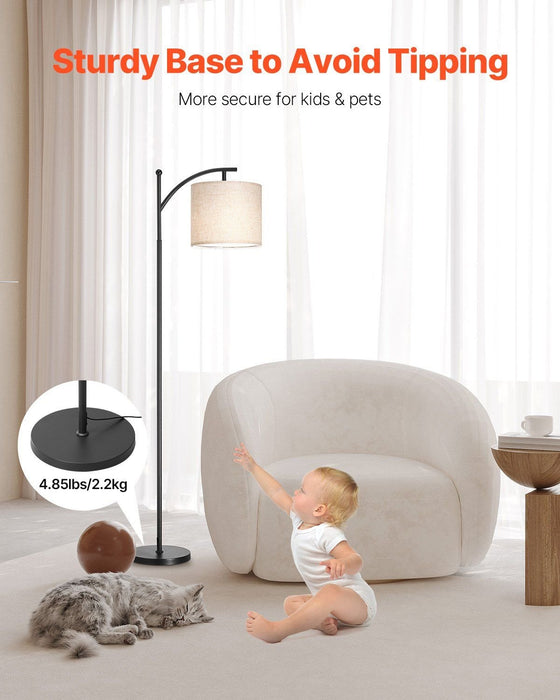 Dimmable Arc Floor Lamp with Remote & Adjustable Color Temperature for Modern Homes - Monsta Online