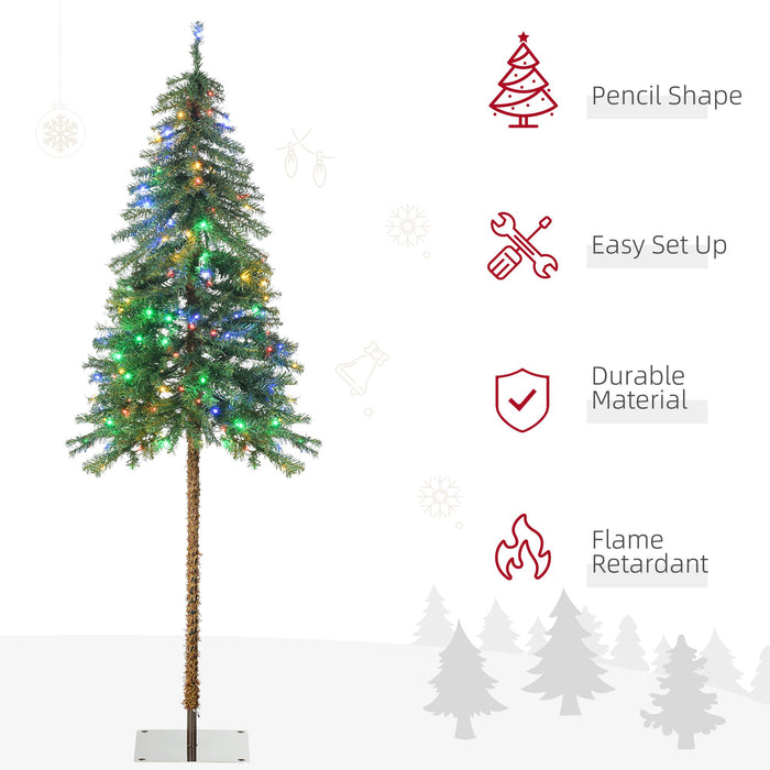 6FT Pencil Pre - Lit Artificial Christmas Tree — 175 LEDs, 442 Tips, 7 Light Modes, Warm White or Multi - Color, Steel Base - Monsta Online