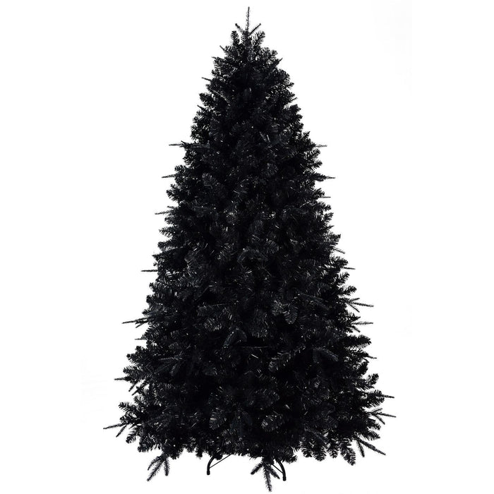 5FT Pre - Lit Black Artificial Christmas Tree — 250 White LED, 1076 Tips, PE+PVC, Hinged, Metal Stand - Monsta Online