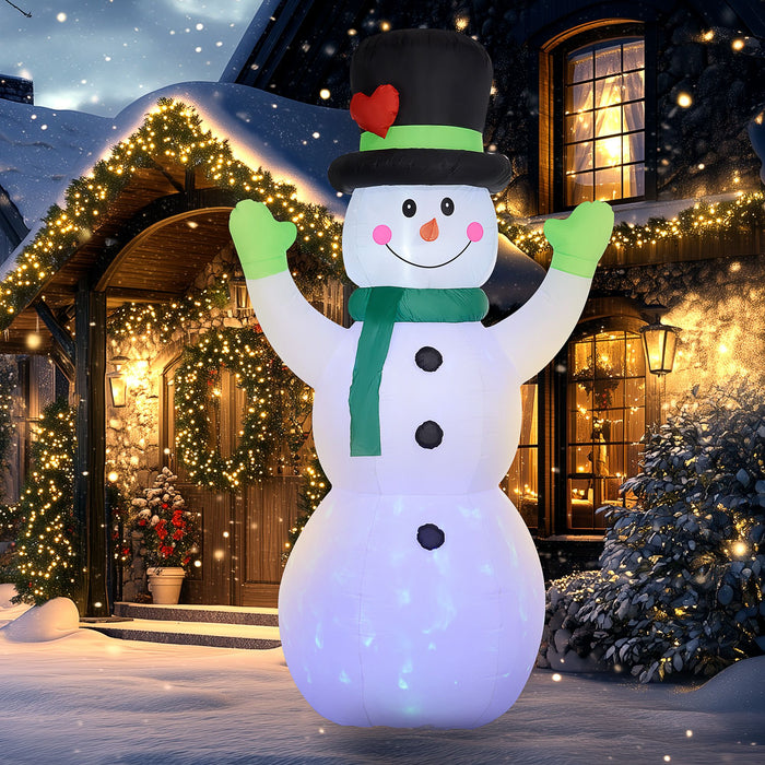 10FT Prelit Inflatable Cheerful Snowman with Black Hat and Rotating LED Lights - Outdoor Christmas Decoration - Monsta Online