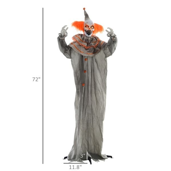 6ft Animatronic Halloween Clown – Moving Head and Arms with Red Glowing Eyes and Creepy Laughs - Monsta Online