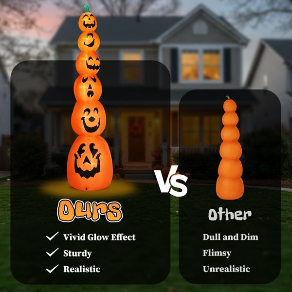 9FT Halloween Inflatable Stacked Pumpkins with LED Lights - Monsta Online