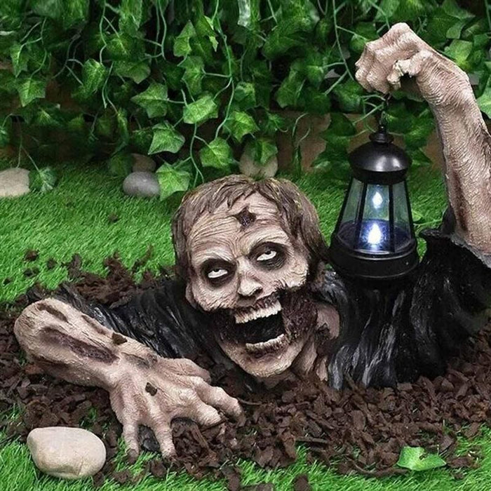 Halloween Zombie Crawling Horror Decor, Scary Led Lights Zombie Holding Lantern Outdoor Figurine Light - Monsta Online