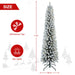 7FT Pre - Lit Flocked Pencil Artificial Christmas Tree — 200 Warm LED, Slim, 469 Tips, Metal Stand - Monsta Online