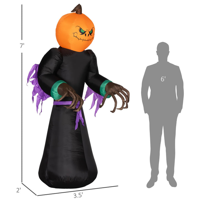 7ft Inflatable Halloween Reaper Ghost Pumpkin with LED Lights - Monsta Online