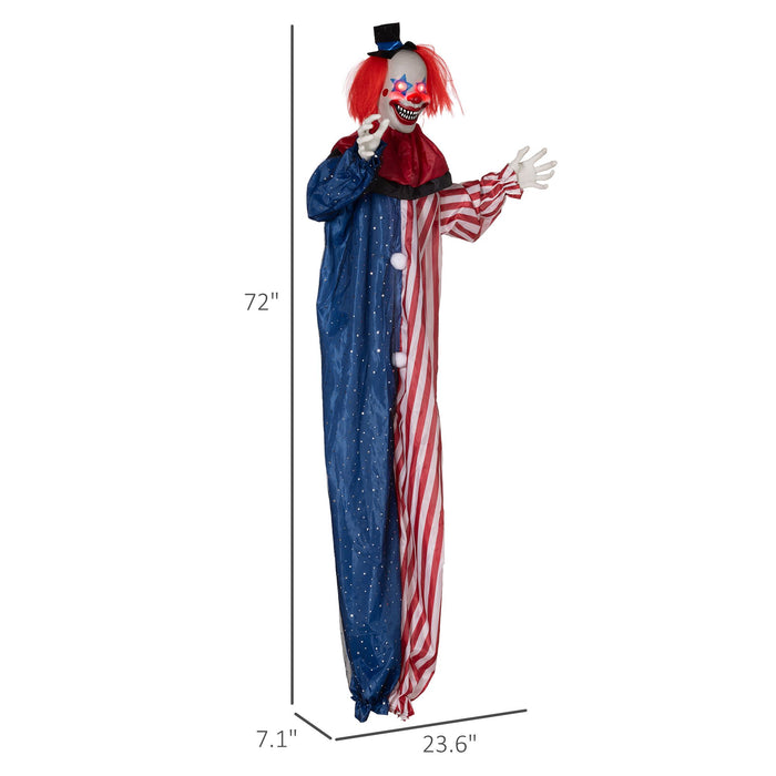 6ft Sound Activated Halloween Animatronic Hanging Clown – Glowing Eyes, Talking Phrases and Creepy Movements - Monsta Online