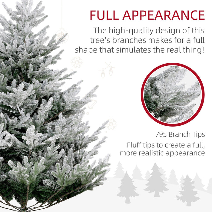 6FT Flocked Artificial Christmas Tree — 795 Tips, Auto - Open Hinged, Snow - Dipped, Steel Base - Monsta Online