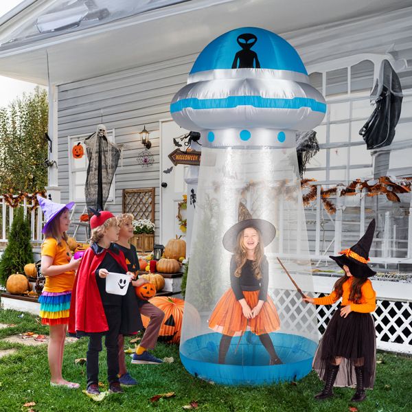8.8FT Halloween Inflatable UFO with Built - in LED Lights and Stand Inside Design - Monsta Online