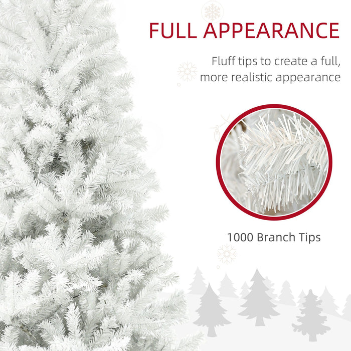 6FT White Artificial Christmas Tree — 1000 Tips, Unlit, Auto - Open Hinged, Wide Full Shape, Steel Base - Monsta Online