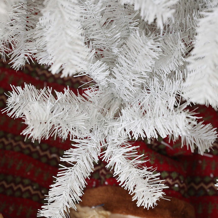 6FT White Artificial Christmas Tree — 1000 Tips, Unlit, Auto - Open Hinged, Wide Full Shape, Steel Base - Monsta Online