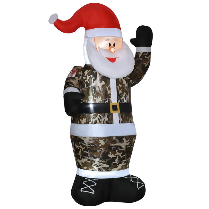 8FT Prelit Inflatable Santa Claus in Camouflage with LED Lights - Outdoor Christmas Decoration - Monsta Online