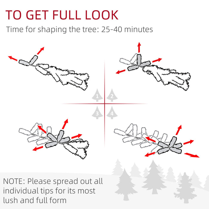 7.5FT Snow Flocked Pencil Artificial Christmas Tree — 738 Tips, Unlit, Slim Space - Saving, Metal Base - Monsta Online