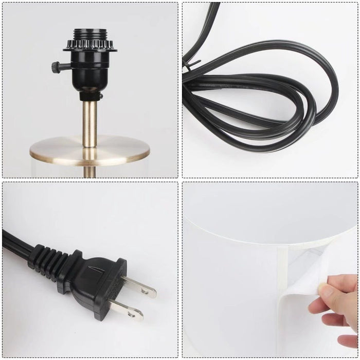 Premium 23" Brass Table Lamp with Glass Accent Base and Soft Fabric Shade - Monsta Online